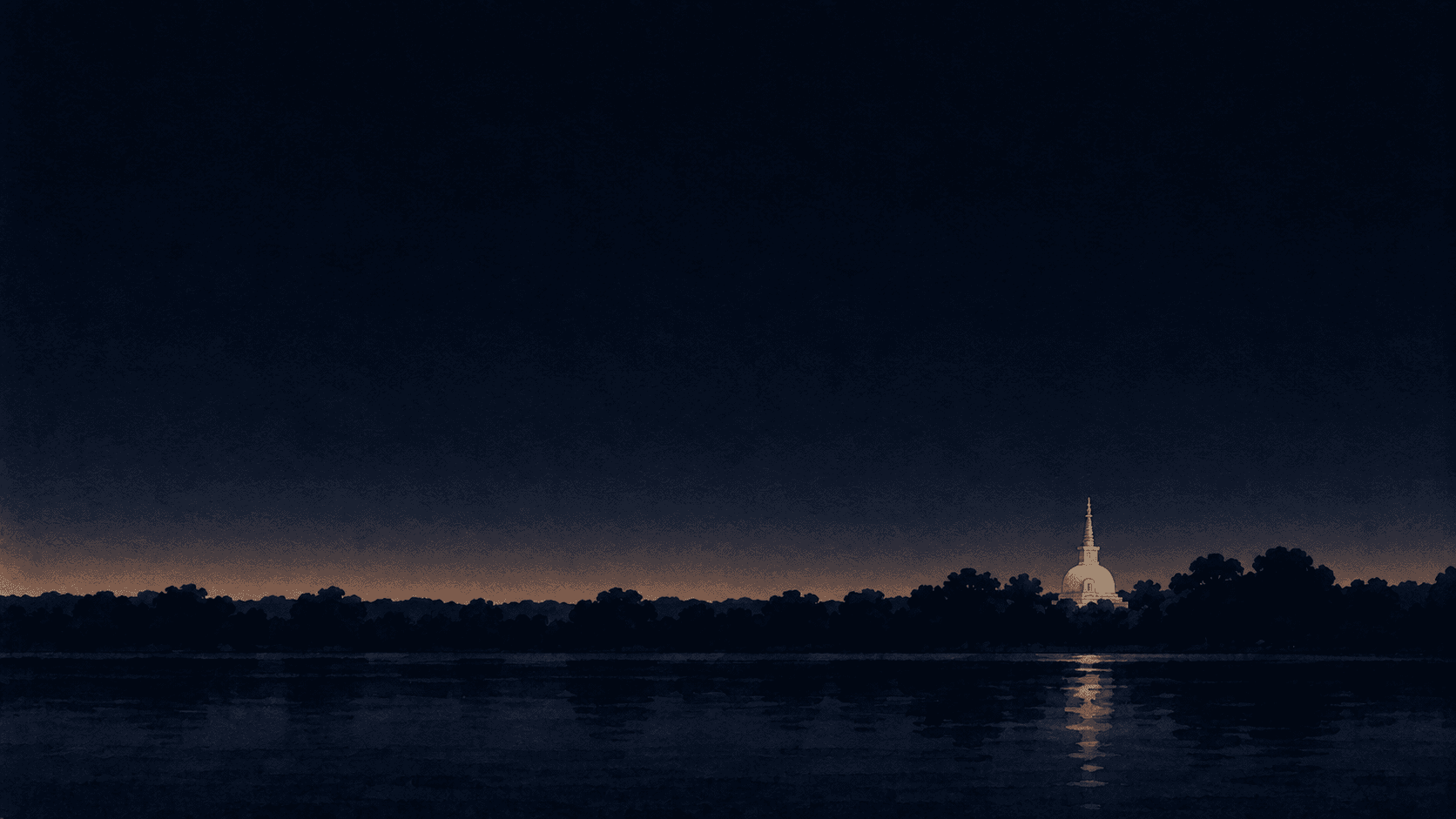 A painting of Milton Keynes at dusk